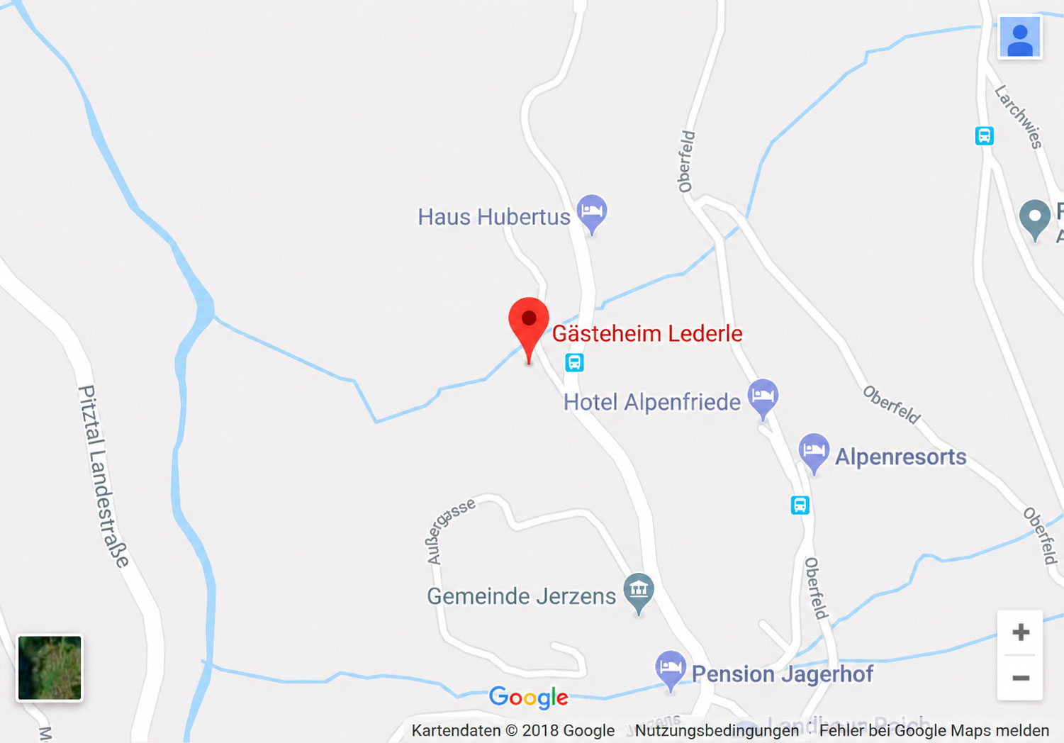 Karte zum Gästeheim Lederle in Jerzens